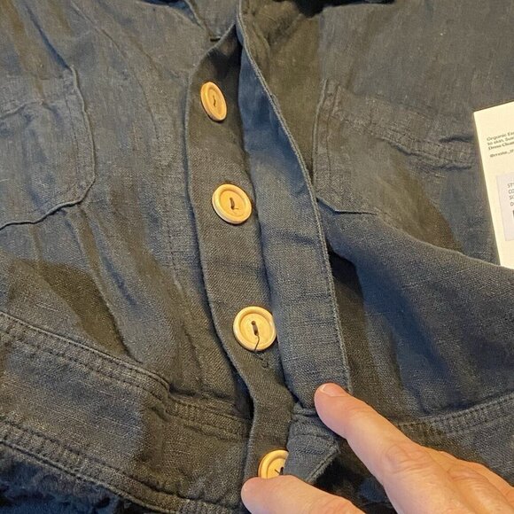 Mate The Label Women's Linen LS Jumpsuit SMALL Black Cropped Organic Pockets - Picture 7 of 10